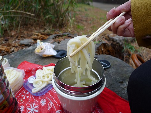 うどんを持ち上げたところ