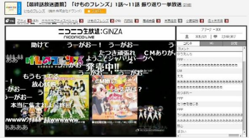けものフレンズ ニコニコアニメスペシャル コメント数 歴代 最多