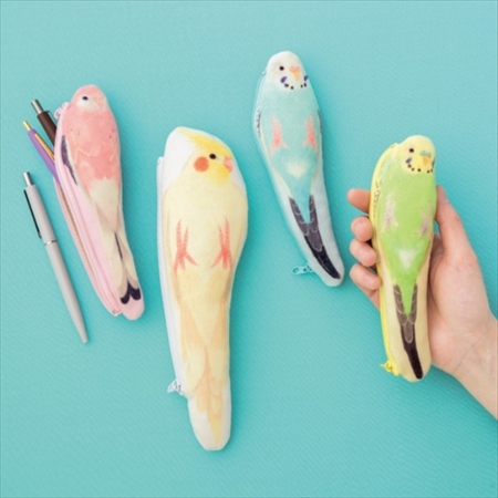 インコのふかふか　ニギコロペンポーチ