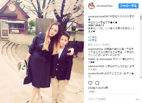 土屋アンナさんと長男の澄海くん