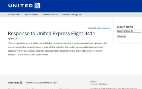 ユナイテッド航空CEOコメント