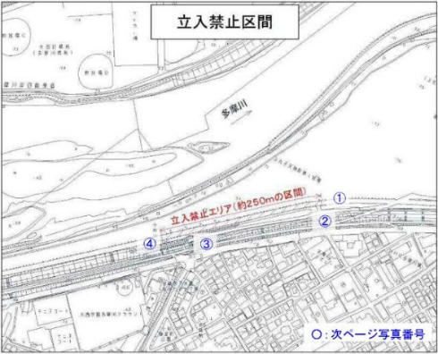 多摩川河川敷 やけど 怪我 原因 立入禁止