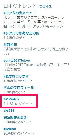 AV Watch トレンド Twitter エロ オーディオビジュアル