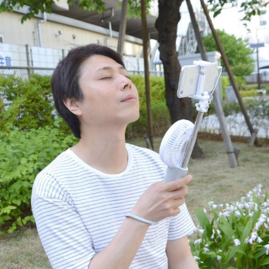 扇風機 自撮り棒 モバイルバッテリー サンコー