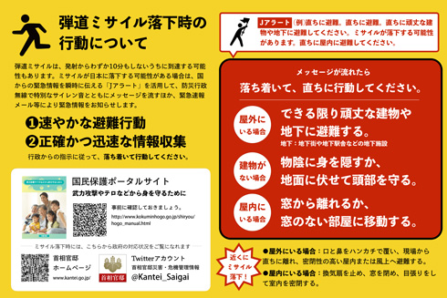 弾道ミサイル落下時の行動についてのチラシ