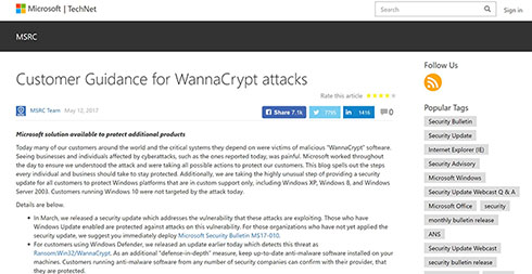 マイクロソフトWannaCrypt