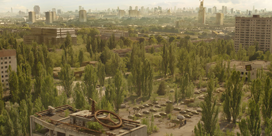 プリピャチをドローンで撮影した画像