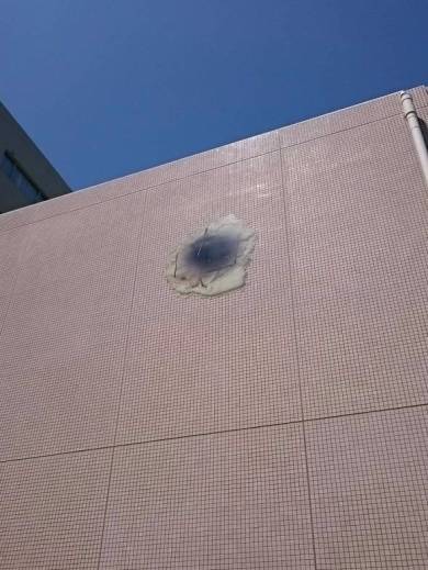 大洗シーサイドホテル　ガルパン　戦車　弾痕