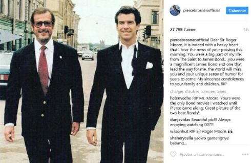 亡くなったロジャー・ムーア、ピアース・ブロスナンとの1枚