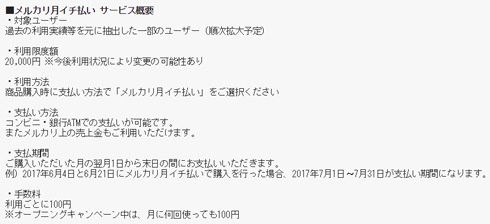 メルカリ月イチ払い