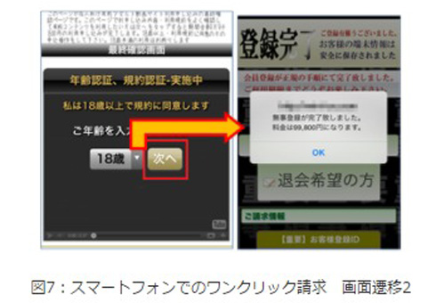 年齢確認画面から請求画面へ