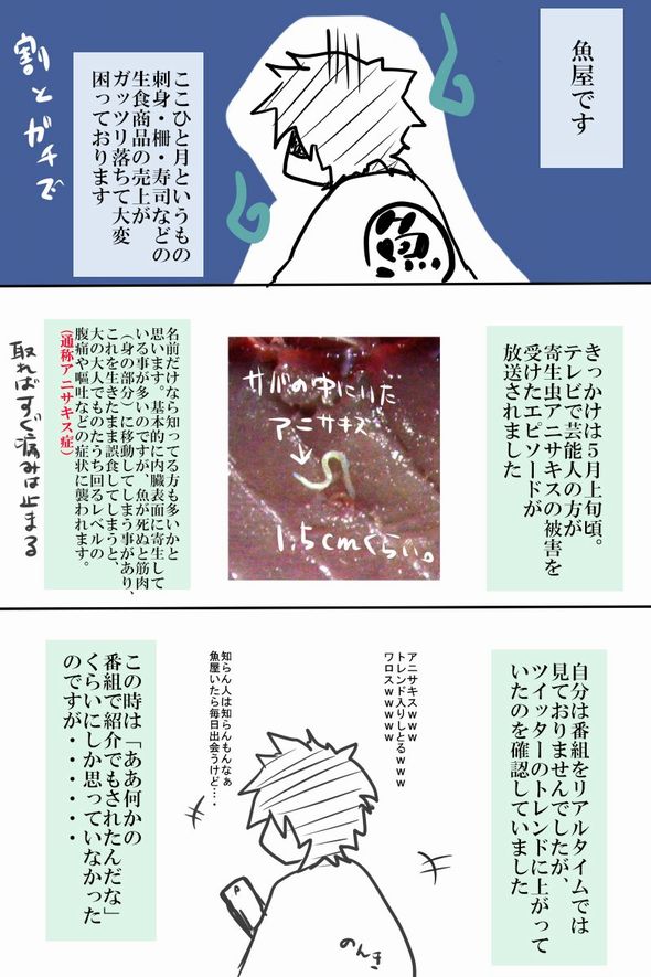 アニサキス　魚　寄生虫　安全　刺身