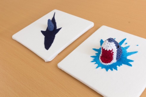 刺しゅう 編み物 サメ