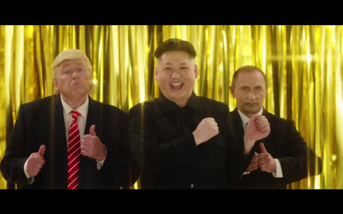トランプ、プーチン、金正恩のそっくりさんのCM
