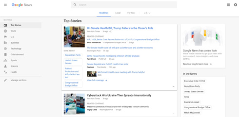 「Googleニュース」がデザイン変更