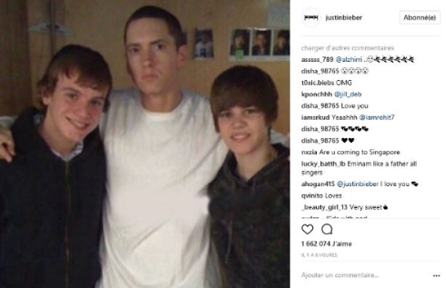 エミネムとの3ショットを投稿したジャスティン・ビーバー