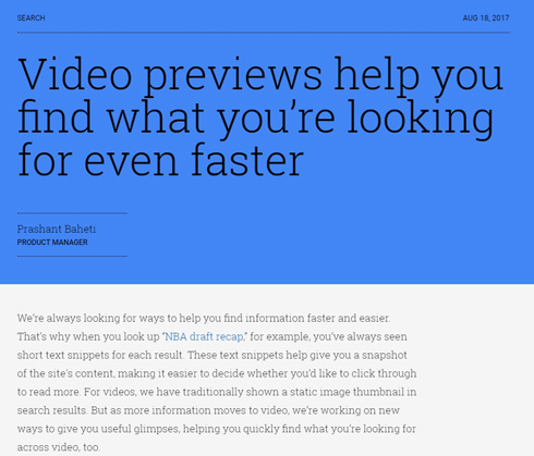 Google検索に、動画をプレビュー再生する新機能（Android端末向け）