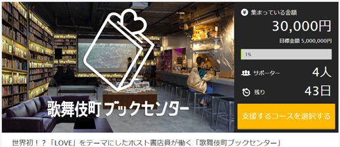 ホスト書店員が働く「歌舞伎町ブックセンター」クラウドファンディング