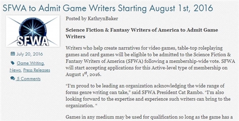 世界有数のSF賞「ネビュラ賞」にゲームライティング部門が新設　ゲームも審査の対象に