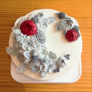 大理石イメージフラワーケーキ