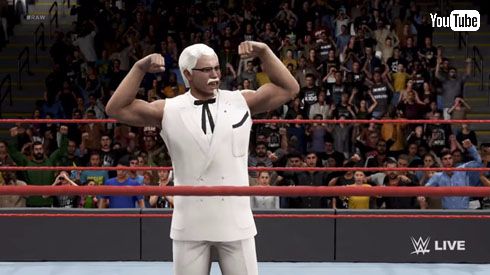 カーネル・サンダース、WWEのプロレスゲームに参戦 強靭な肉体と