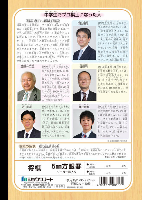 ジャポニカ学習帳「将棋」裏表紙