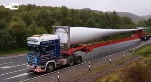 トレーラー 風車 輸送 曲がる プロ 90度