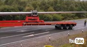 トレーラー 風車 輸送 曲がる プロ 90度