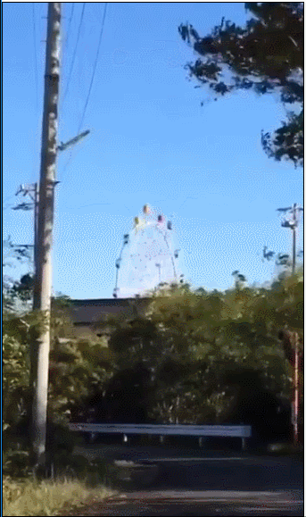 台風　21号　観覧車　南知多ビーチランド　回転　回る　ゴンドラ