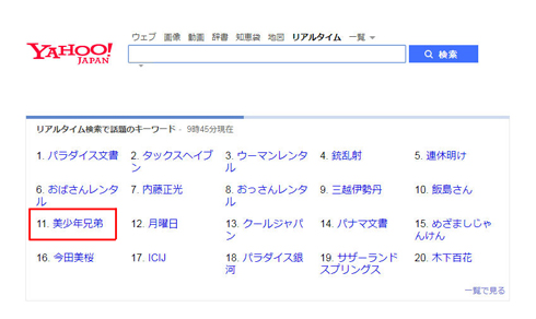 美少年兄弟 Yahoo! トレンド