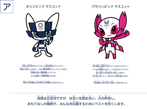 東京オリンピック・パラリンピックのマスコットキャラ最終候補発表　決戦投票は全国の小学生が担当