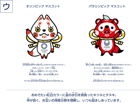 東京オリンピック・パラリンピックのマスコットキャラ最終候補発表　決戦投票は全国の小学生が担当