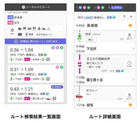 ナビタイム 終電後に帰れるルート NAVITIME