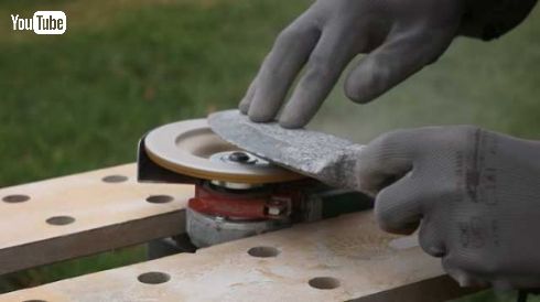 石の塊 石のナイフ 作り方 研磨 YouTube