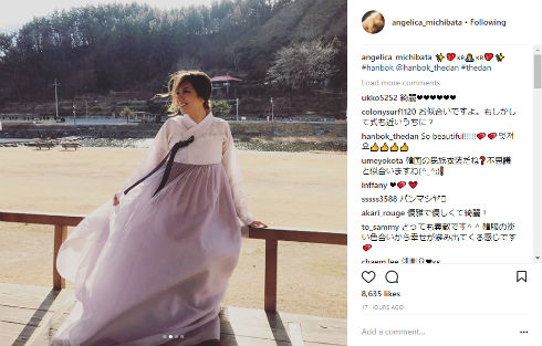 道端アンジェリカ　チマチョゴリ　韓国　結婚　モデル