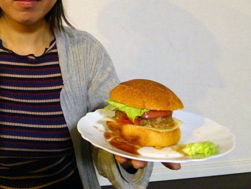 ハンバーガーのアップ