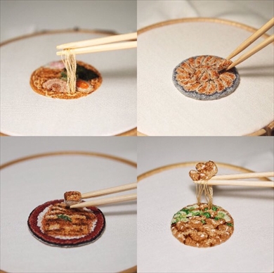 ぜんざい 刺しゅう