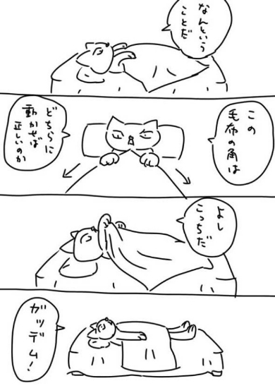 ベッド 毛布 回す 横向き あるある 漫画