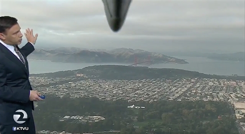 天気予報の本番中に巨大生物が乱入!?　司会者も思わず画面外に退散