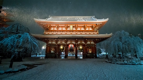 4年ぶり大雪で東京が雪景色 夜の浅草寺や朝霧に包まれた多摩川