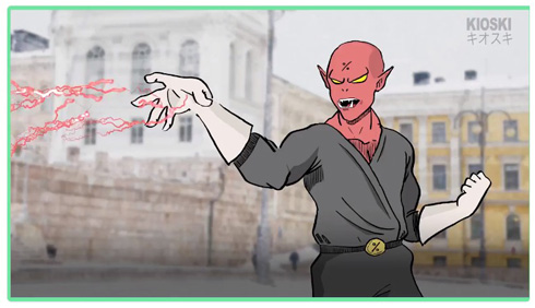 光線を出して笑う悪役