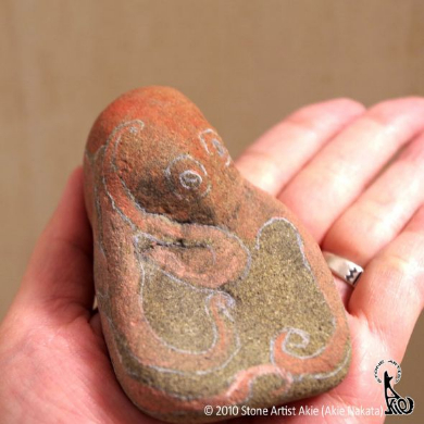 ストーンアート 石 コラボワーク 動物 作品