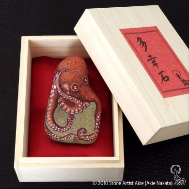 ストーンアート 石 コラボワーク 動物 作品