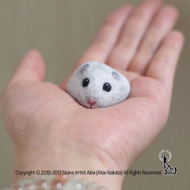 ストーンアート 石 コラボワーク 動物 作品