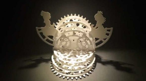 ポップアップカード 歯車 アート 月本せいじ