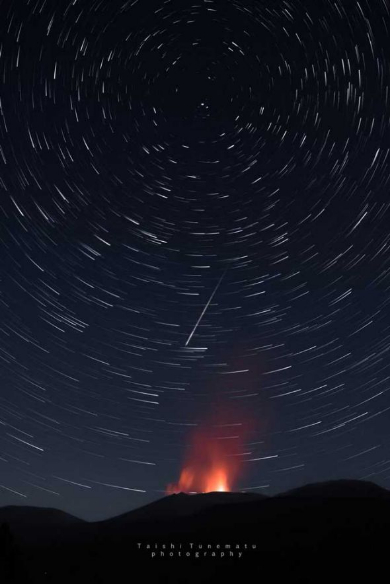 霧島連山  新燃岳 噴火 星空 写真 美しい