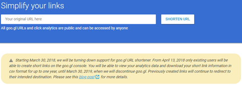「goo.gl」でおなじみ短縮URLサービス「Google URL Shortener」がサービス終了へ