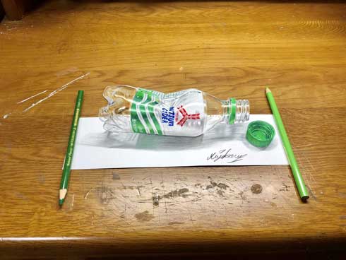 ペットボトル イラスト 色鉛筆 三ツ矢サイダー 本物に見える