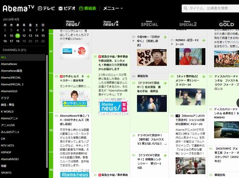 AbemaTV　ダウンロード　機能