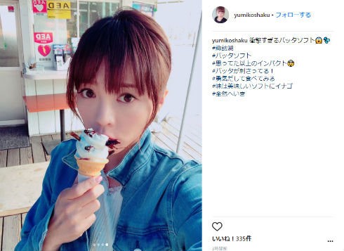 釈由美子 長野県 バッタソフト イナゴ ソフトクリーム 松本市 安曇野市 諏訪湖